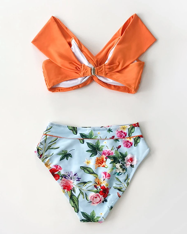 Floral Twist High Waist Bikini Set