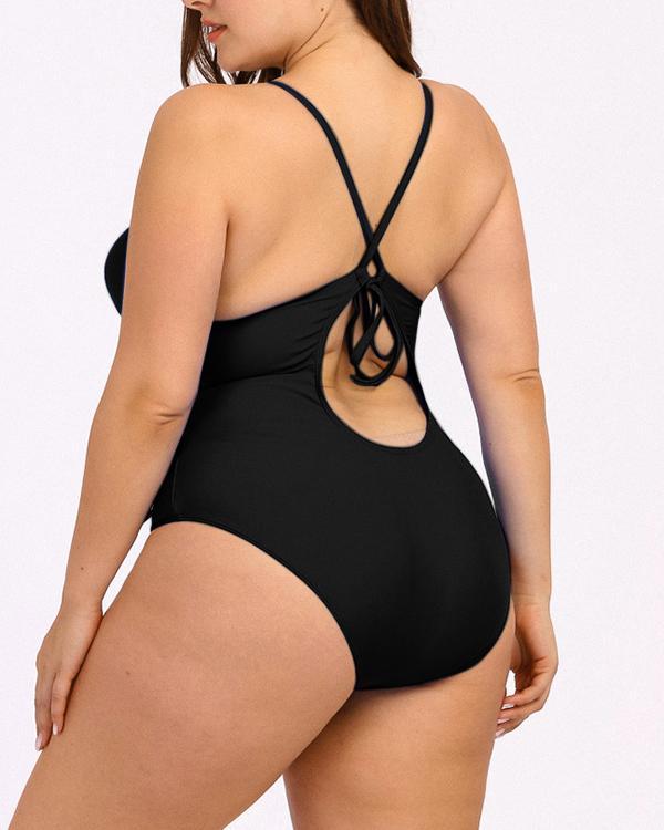 Plus Size Sexy Slim Waist One-piece Swimsuit