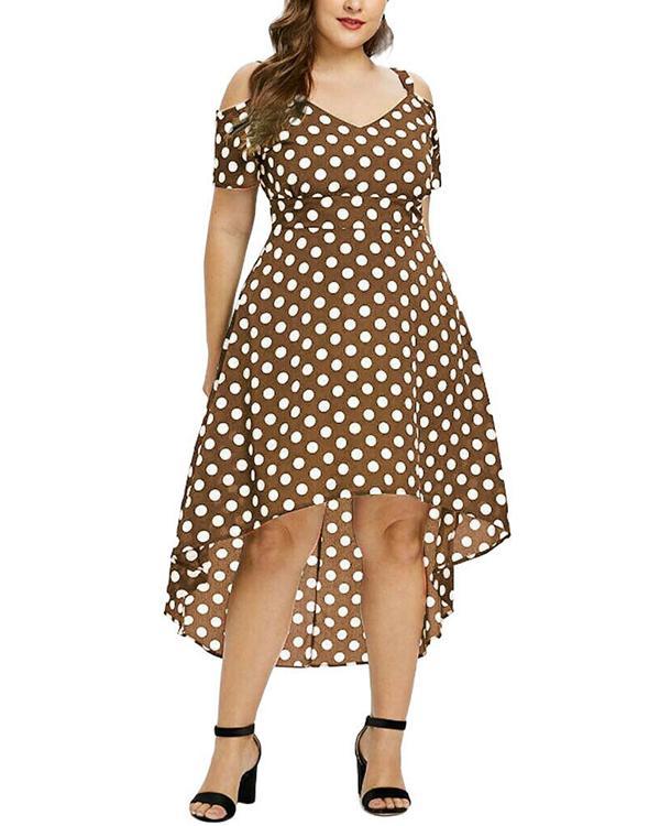 Sling Strapless Polka Dot Large Irregular Long Dress