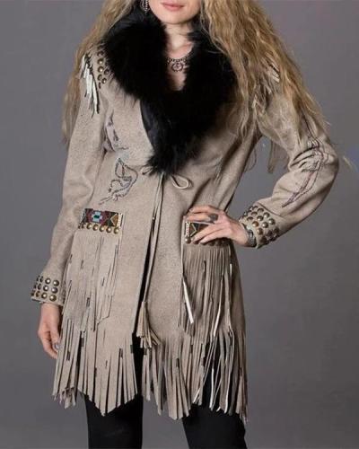 Fashion Winter Boho Tassel Coat