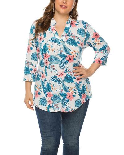 Plus Size Loose Pullover Print Top
