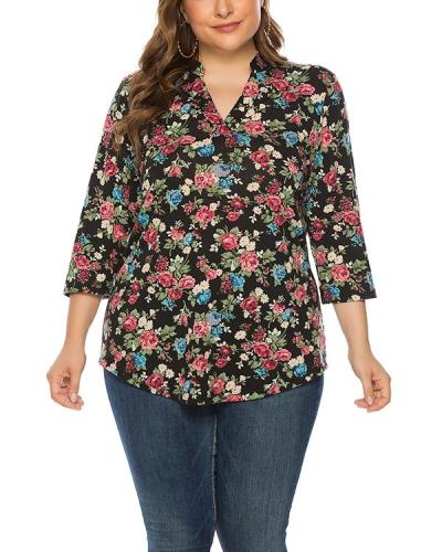 Plus Size Loose Pullover Print Top