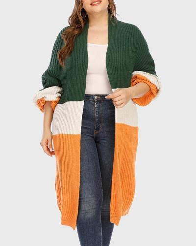 Stitching Mid-length Thick Warm Sweater Cardigan Jacket