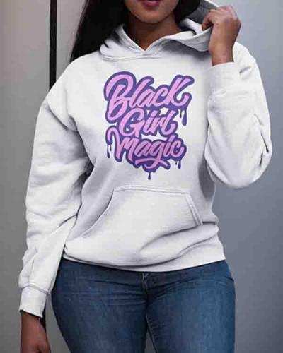 Casual Hooded Collar Letter Print Plus Size Hoodie