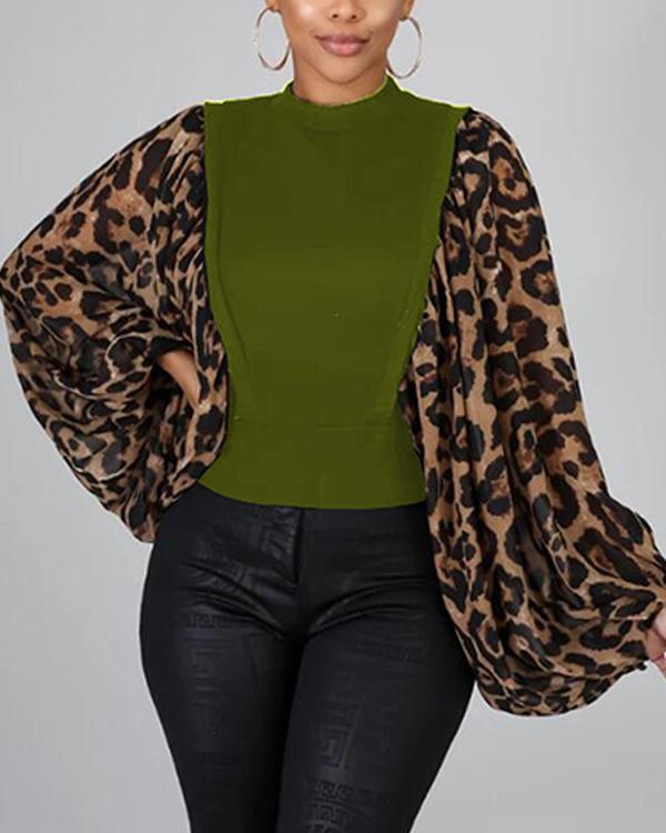 Leopard Puff-Sleeve Top