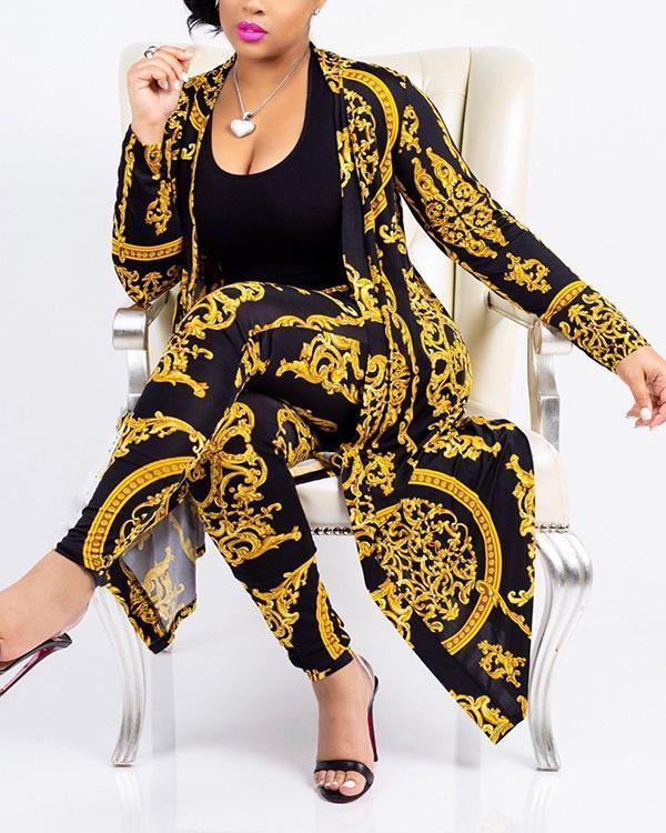 Fashion Robe Jacket Casual Suit Pants Two-piece Set