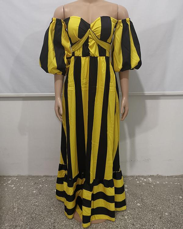 Striped Print Loose Maxi Dress