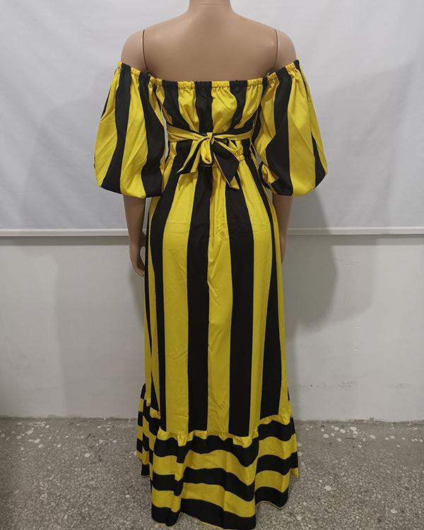 Striped Print Loose Maxi Dress