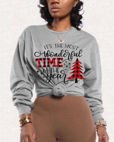 Casual Christmas Tree Letter Print Tops Sweater