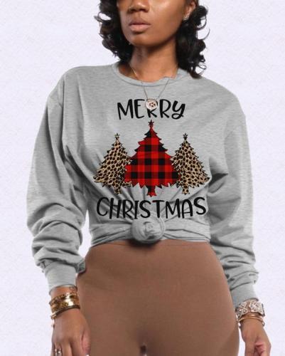 Casual Christmas Tree Print Tops Sweater