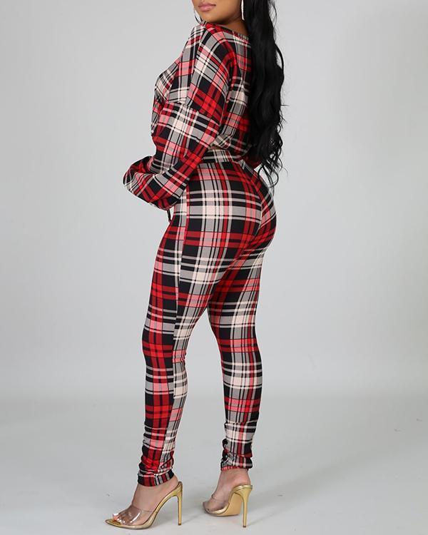 Casual Plaid Printing Two-piece Suit