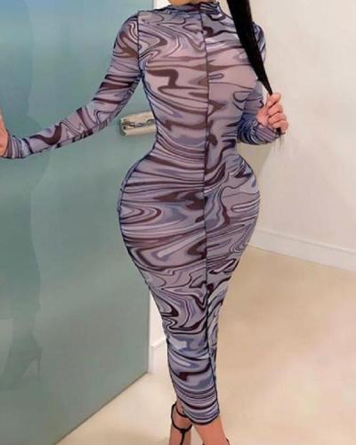 Trendy Striped Print Black Ankle Length Plus Size Dress