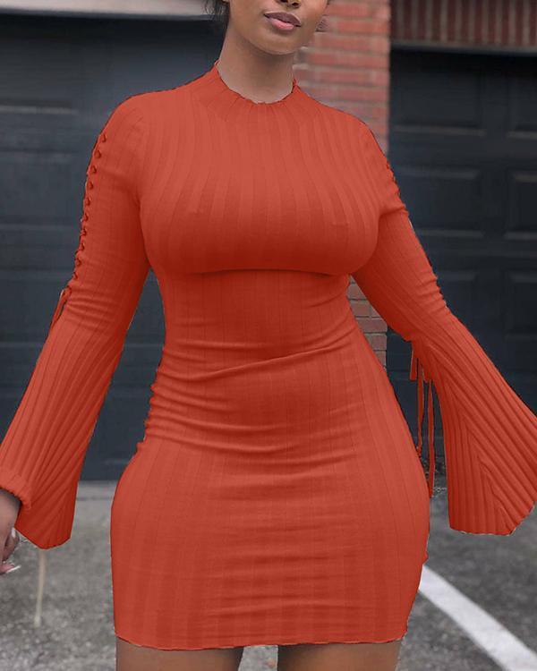 Casual Flared Sleeve Tight Dress