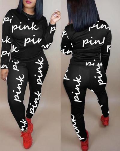 Letter Full-body Print Two-piece Suit