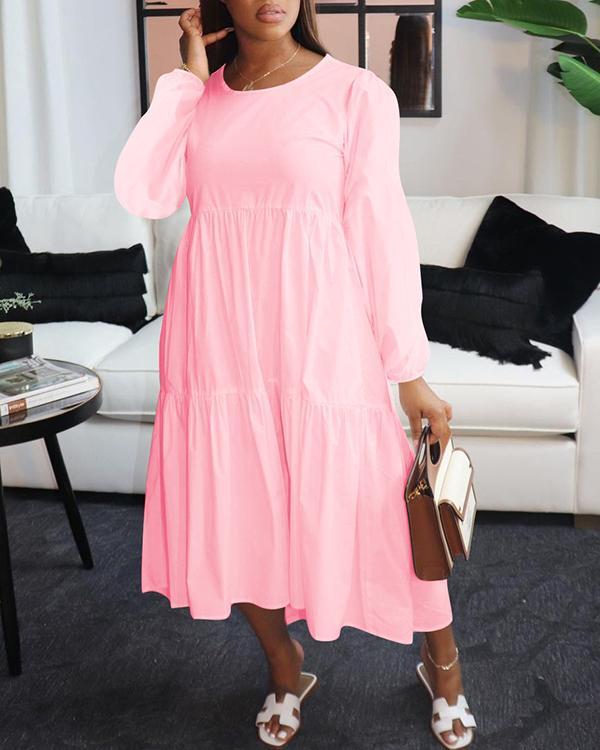 Long Sleeve Round Neck Casual Dress