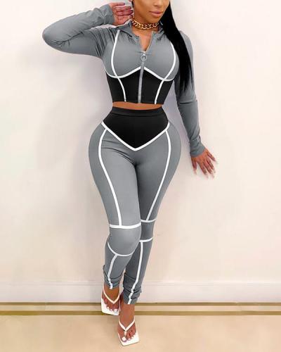 Yoga Suits Contrast Color Tight Two-piece Sports Suit