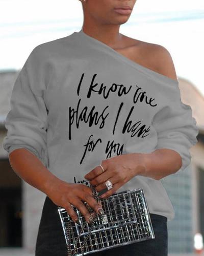 Letter Print Fashion Long Sleeve Tops