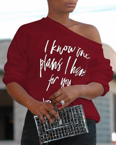 Letter Print Fashion Long Sleeve Tops