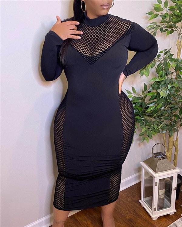 Plus size women's mesh sexy dress