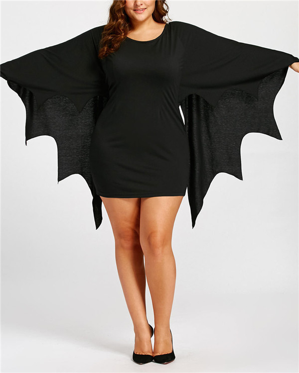 Bat shirt mid-length dress Halloween female costume