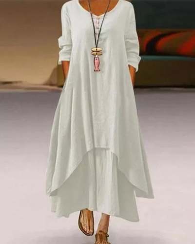 Womens Casual Buttoned Asymmetric Maxi Dresses