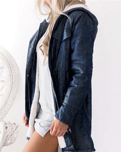 Hooded Trench Coat with Zipper Pockets