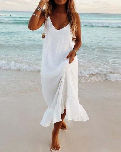 Summer Casual V-neck Beach Dresses