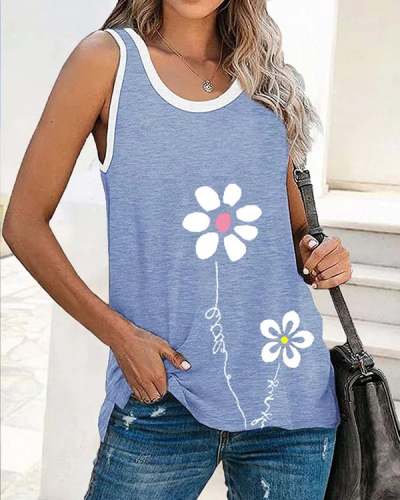 Casual Floral Sleeveless Vests