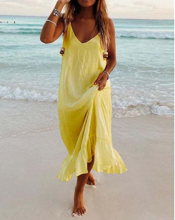Summer Casual V-neck Beach Dresses