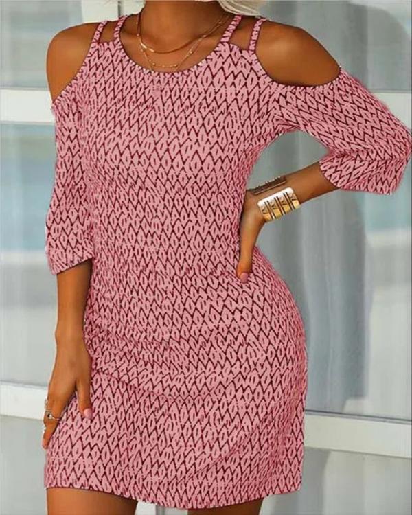 Cotton Blend Casual Half Sleeve Printed Dresses