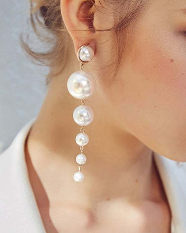 Fashion Faux Pearl Long Earrings
