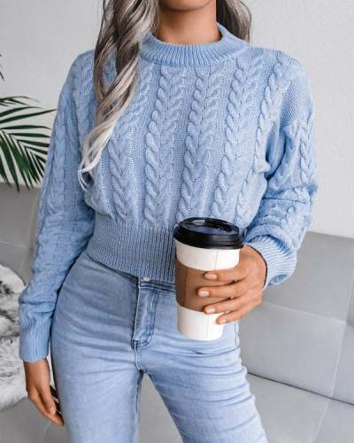 Waist knit cropped sweater