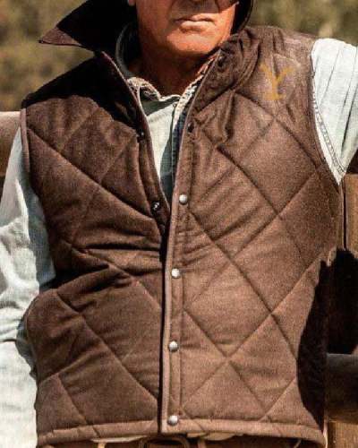 Men's Yellowstone Sleeveless Vintage Puffer Jacket Vest Coat