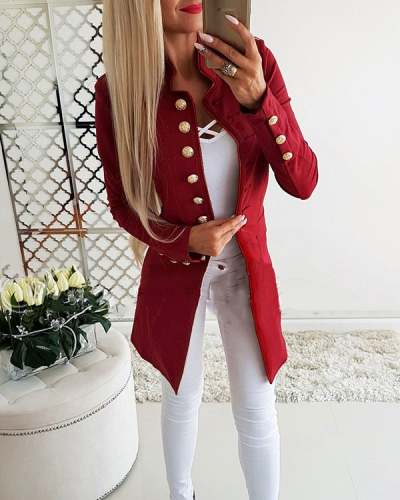 Long-sleeved Buttoned Slim-fit Blazer