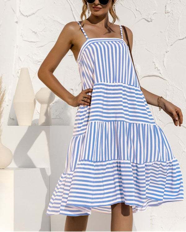 Sling Stripe Stitching Dress