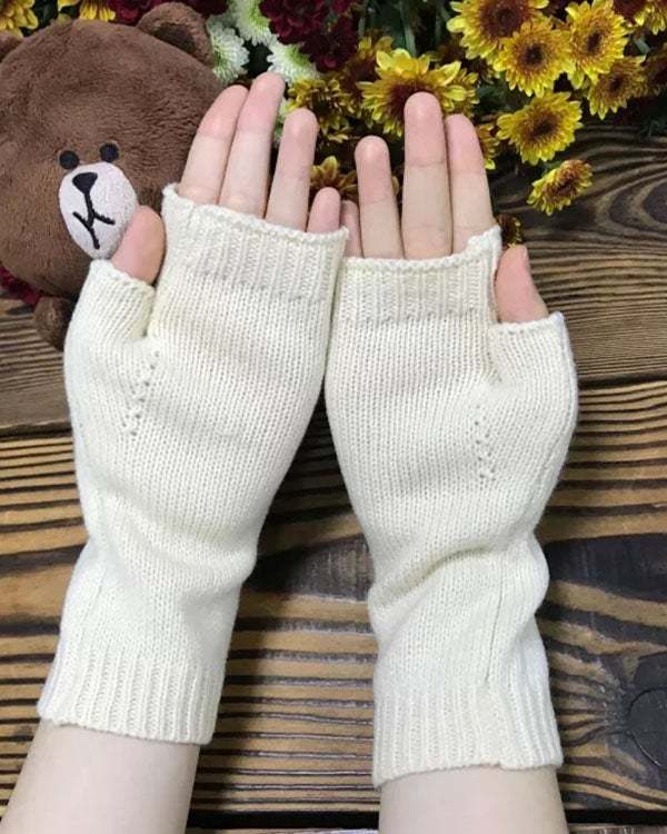Knitted Big Butterfly Gloves Women's Extended Warm Gloves
