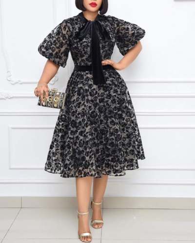 Stand-up Collar Black Lace Fashion Slim Dress