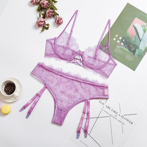 Purple Lace Detail Bralette & Panties Set
