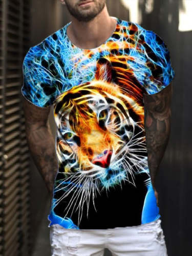 Men's 3D Art Animal Print Casual Short Sleeve Print T-Shirt