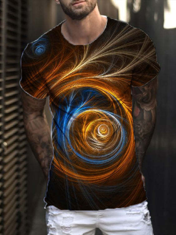 Men's 3D Art Print Casual Short Sleeve Printed T-Shirt