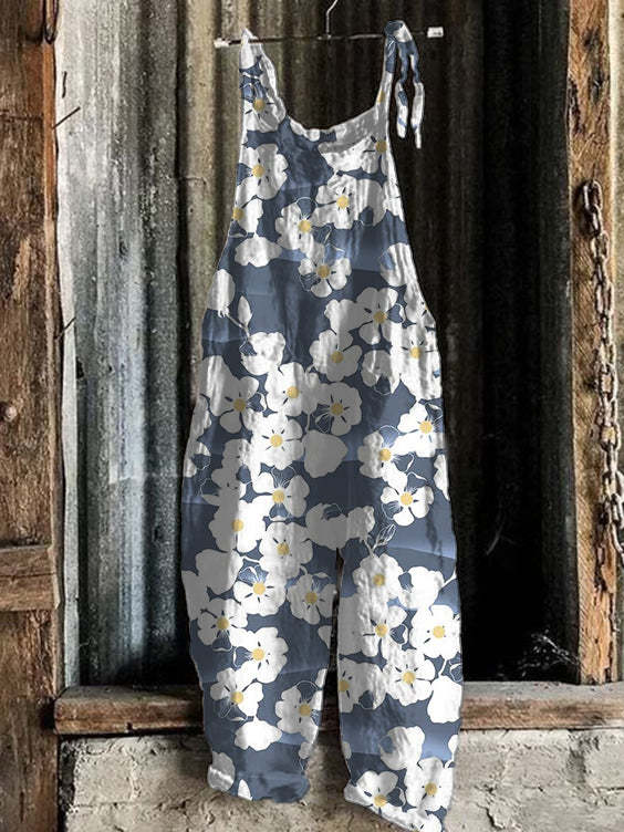 Women's Comfort Printed Linen Jumpsuit