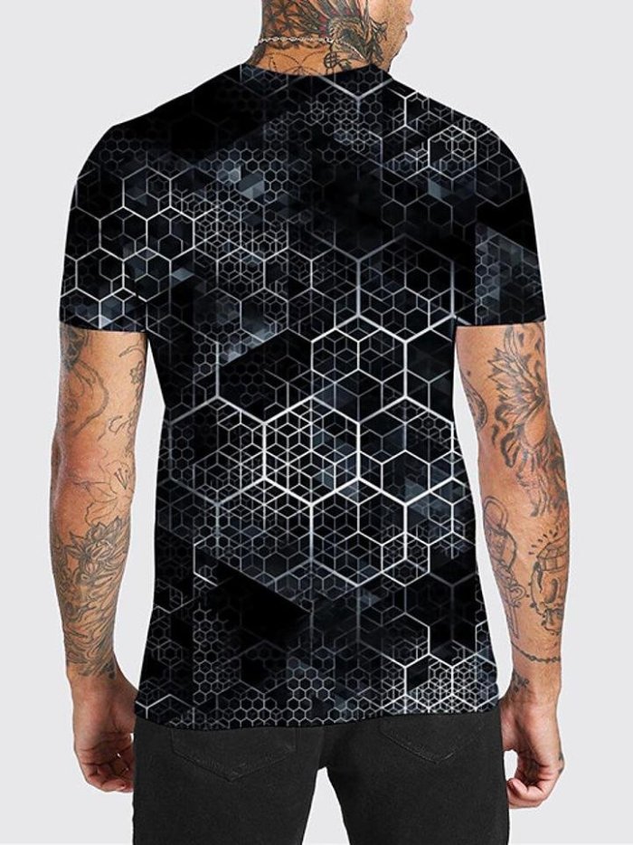 Men's T Shirt Graphic Prints Geometry Short Sleeve Print Tops