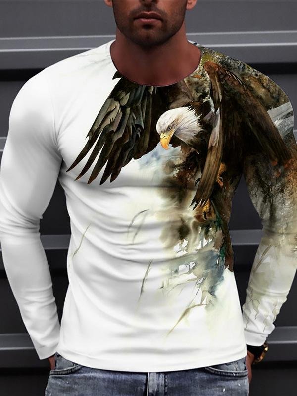 Men's 3D Print Tee T Shirt Shirt Graphic Prints Eagle Long Sleeve Print Tops
