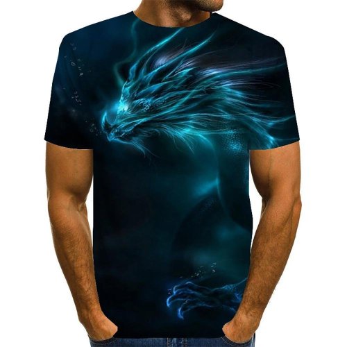 3D Graphic Printed Short Sleeve Shirts Dragon