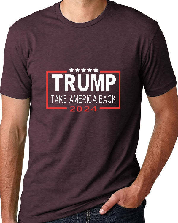 Men's TRUMP TAKE AMERICA BACK 2024 Print Casual Short Sleeve Printed T-Shirt