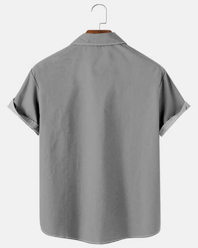 Men's Coconut Tree Printed Casual Breathable Hawaiian Short Sleeve Shirt Top