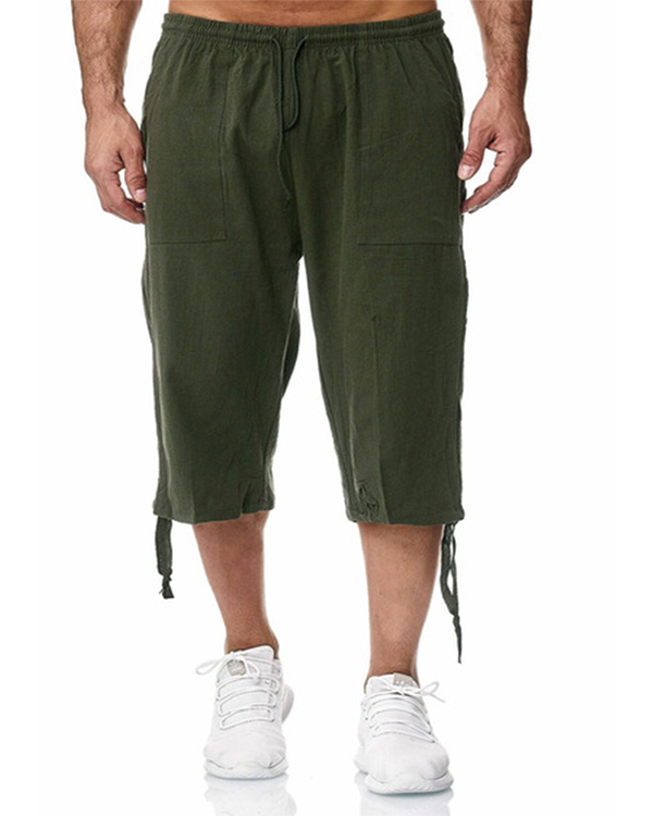 Men's Linen Solid Color Casual Straight Pants