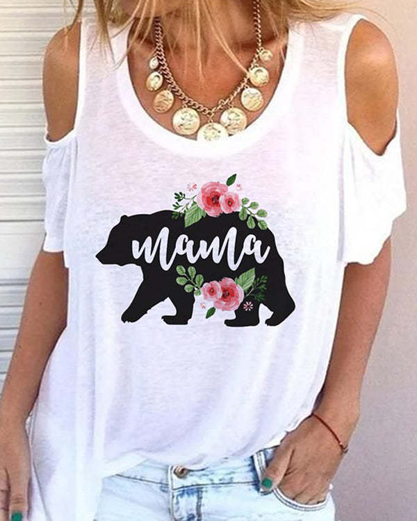 Letter Floral Animal Crew Neck Casual Short Sleeve Tops