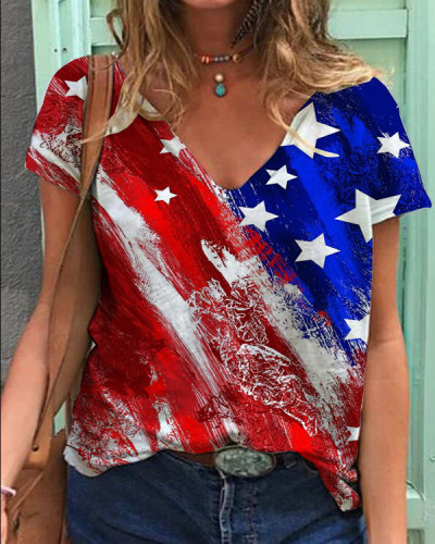Flag Star Vacation Loose Top