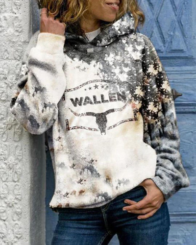Women's Wallen Dangerous Album Tie Dye Print Long Sleeve Hooded Sweatshirt